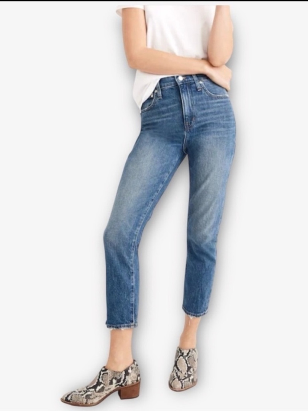 Madewell The High Rise Slim Crop Boyjean Raw Hem Jeans Size 32 New